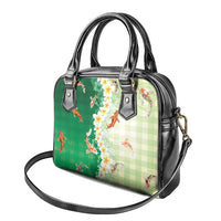 Hawaii And Japan Shoulder Handbag Plumeria Lei With Koi Fish Green LT05 - Polynesian Pride