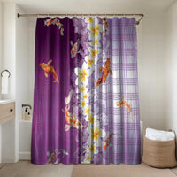 Hawaii And Japan Bathroom Set Plumeria Lei With Koi Fish Purple LT05 Shower Curtain Only Purple - Polynesian Pride
