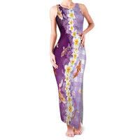 Hawaii And Japan Family Matching Tank Maxi Dress and Hawaiian Shirt Plumeria Lei With Koi Fish Purple - Polynesian Pride