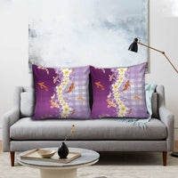 Hawaii And Japan Pillow Cover Plumeria Lei With Koi Fish Purple LT05 - Polynesian Pride