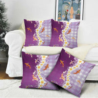 Hawaii And Japan Pillow Cover Plumeria Lei With Koi Fish Purple LT05 - Polynesian Pride