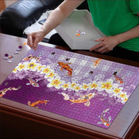 Hawaii And Japan Puzzle Plumeria Lei With Koi Fish Purple LT05 - Polynesian Pride