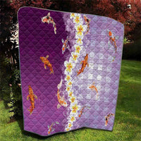 Hawaii And Japan Quilt Plumeria Lei With Koi Fish Purple LT05 - Polynesian Pride