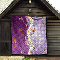Hawaii And Japan Quilt Plumeria Lei With Koi Fish Purple LT05 - Polynesian Pride