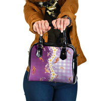 Hawaii And Japan Shoulder Handbag Plumeria Lei With Koi Fish Purple LT05 One Size Purple - Polynesian Pride