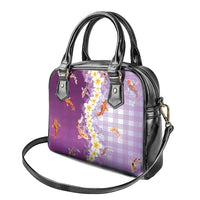Hawaii And Japan Shoulder Handbag Plumeria Lei With Koi Fish Purple LT05 - Polynesian Pride