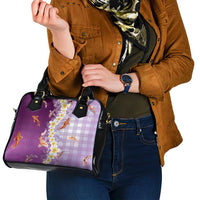 Hawaii And Japan Shoulder Handbag Plumeria Lei With Koi Fish Purple LT05 - Polynesian Pride
