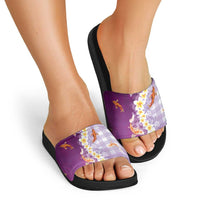 Hawaii And Japan Slide Sandals Plumeria Lei With Koi Fish Purple LT05 - Polynesian Pride