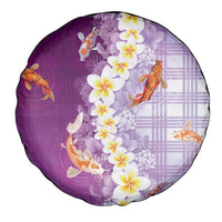 Hawaii And Japan Spare Tire Cover Plumeria Lei With Koi Fish Purple LT05 - Polynesian Pride