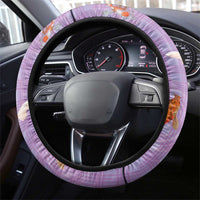 Hawaii And Japan Steering Wheel Cover Plumeria Lei With Koi Fish Purple LT05 - Polynesian Pride