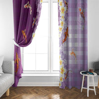 Hawaii And Japan Window Curtain Plumeria Lei With Koi Fish Purple LT05 - Polynesian Pride