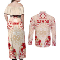 Siva Samoa Couples Matching Off Shoulder Maxi Dress and Long Sleeve Button Shirt Samoan Taupou With Polynesian Pattern LT05 - Polynesian Pride