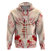 Siva Samoa Hoodie Samoan Taupou With Polynesian Pattern LT05 Zip Hoodie Beige - Polynesian Pride