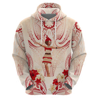 Siva Samoa Zip Hoodie Samoan Taupou With Polynesian Pattern LT05 - Polynesian Pride