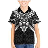 New Zealand Morepork Family Matching Mermaid Dress and Hawaiian Shirt Maori Pattern Black