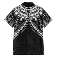 New Zealand Morepork Family Matching Off Shoulder Short Dress and Hawaiian Shirt Maori Pattern Black