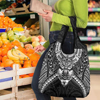 New Zealand Morepork Grocery Bag Maori Pattern Black