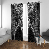 New Zealand Morepork Window Curtain Maori Pattern Black
