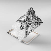 New Zealand Morepork Canvas Wall Art Maori Pattern White