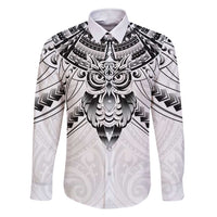 New Zealand Morepork Family Matching Short Sleeve Bodycon Dress and Hawaiian Shirt Maori Pattern White