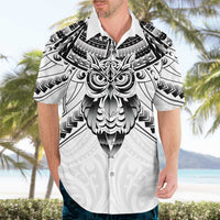 New Zealand Morepork Hawaiian Shirt Maori Pattern White