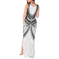 New Zealand Morepork Tank Maxi Dress Maori Pattern White