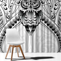 New Zealand Morepork Window Curtain Maori Pattern White