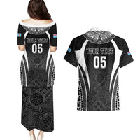 Custom Fiji Rugby Couples Matching Puletasi and Hawaiian Shirt Fijian Warrior Black LT05 - Polynesian Pride