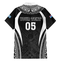 Custom Fiji Rugby Family Matching Puletasi and Hawaiian Shirt Fijian Warrior Black