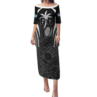 Custom Fiji Rugby Puletasi Fijian Warrior Black LT05 Long Dress Black - Polynesian Pride