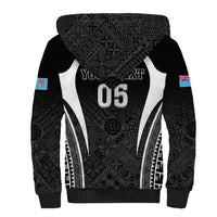 Custom Fiji Rugby Sherpa Hoodie Fijian Warrior Black LT05 - Polynesian Pride