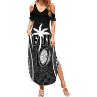 Custom Fiji Rugby Summer Maxi Dress Fijian Warrior Black LT05 Women Black - Polynesian Pride