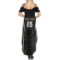 Custom Fiji Rugby Summer Maxi Dress Fijian Warrior Black LT05 - Polynesian Pride