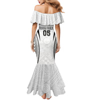 Custom Fiji Rugby Family Matching Mermaid Dress and Hawaiian Shirt Fijian Warrior White