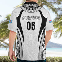 Custom Fiji Rugby Hawaiian Shirt Fijian Warrior White LT05 - Polynesian Pride