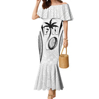 Custom Fiji Rugby Mermaid Dress Fijian Warrior White LT05 Women White - Polynesian Pride