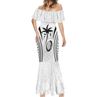 Custom Fiji Rugby Mermaid Dress Fijian Warrior White LT05 - Polynesian Pride