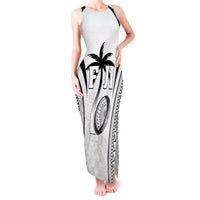 Custom Fiji Rugby Tank Maxi Dress Fijian Warrior White LT05 Women White - Polynesian Pride