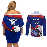 Custom Samoa Rugby Couples Matching Off Shoulder Short Dress and Long Sleeve Button Shirt Manuma Ptilinopus Perousii LT05 - Polynesian Pride