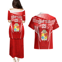 Custom Tonga Rugby Couples Matching Puletasi and Hawaiian Shirt Kupesi Ngatu Pattern LT05 - Polynesian Pride