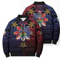 Haiti Philippines Bomber Puffer Jacket Haitian Coat Of Arms With Filipino Sun