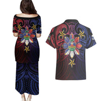 Haiti Philippines Couples Matching Puletasi and Hawaiian Shirt Haitian Coat Of Arms With Filipino Sun