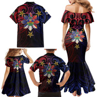 Haiti Philippines Family Matching Mermaid Dress and Hawaiian Shirt Haitian Coat Of Arms With Filipino Sun