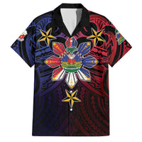 Haiti Philippines Family Matching Off The Shoulder Long Sleeve Dress and Hawaiian Shirt Haitian Coat Of Arms With Filipino Sun