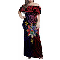 Haiti Philippines Family Matching Off Shoulder Maxi Dress and Hawaiian Shirt Haitian Coat Of Arms With Filipino Sun