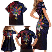 Haiti Philippines Family Matching Short Sleeve Bodycon Dress and Hawaiian Shirt Haitian Coat Of Arms With Filipino Sun