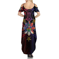Haiti Philippines Family Matching Summer Maxi Dress and Hawaiian Shirt Haitian Coat Of Arms With Filipino Sun
