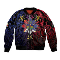 Haiti Philippines Sleeve Zip Bomber Jacket Haitian Coat Of Arms With Filipino Sun