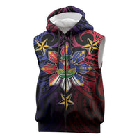 Haiti Philippines Sleeveless Zip Hoodie Haitian Coat Of Arms With Filipino Sun