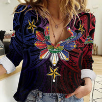 Haiti Philippines Women Casual Shirt Haitian Coat Of Arms With Filipino Sun
